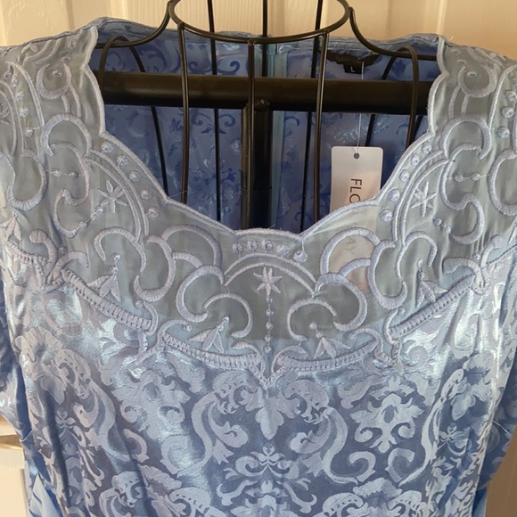 NWT Floryday Size L Blue Dress With Beautiful Waist Jewels No Fabric/Care Tag - Picture 4 of 13
